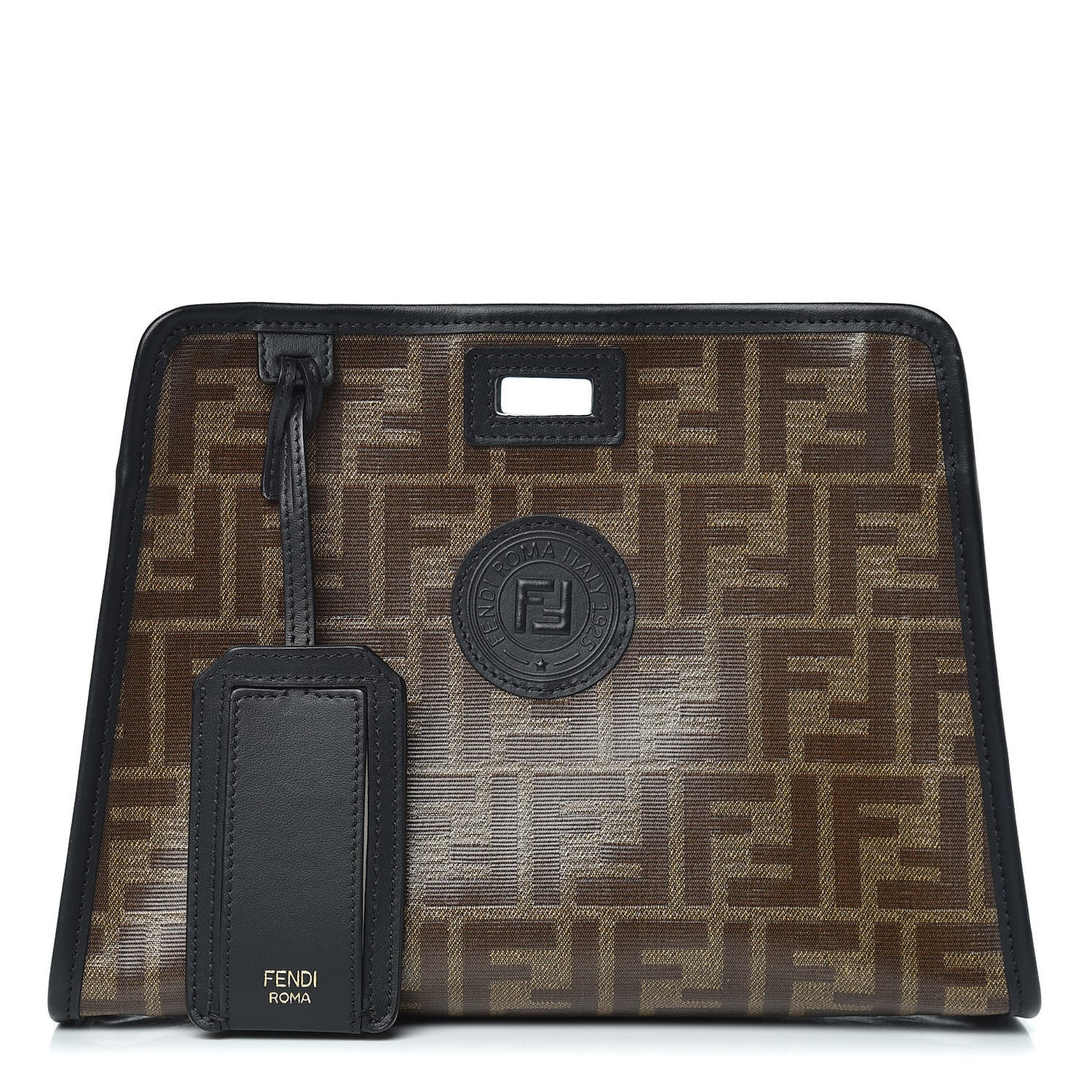 Glazed Fabric Vitello Century FF 1974 Stamp Patch Mini Peekaboo Defender Cover Mogano Panna Black