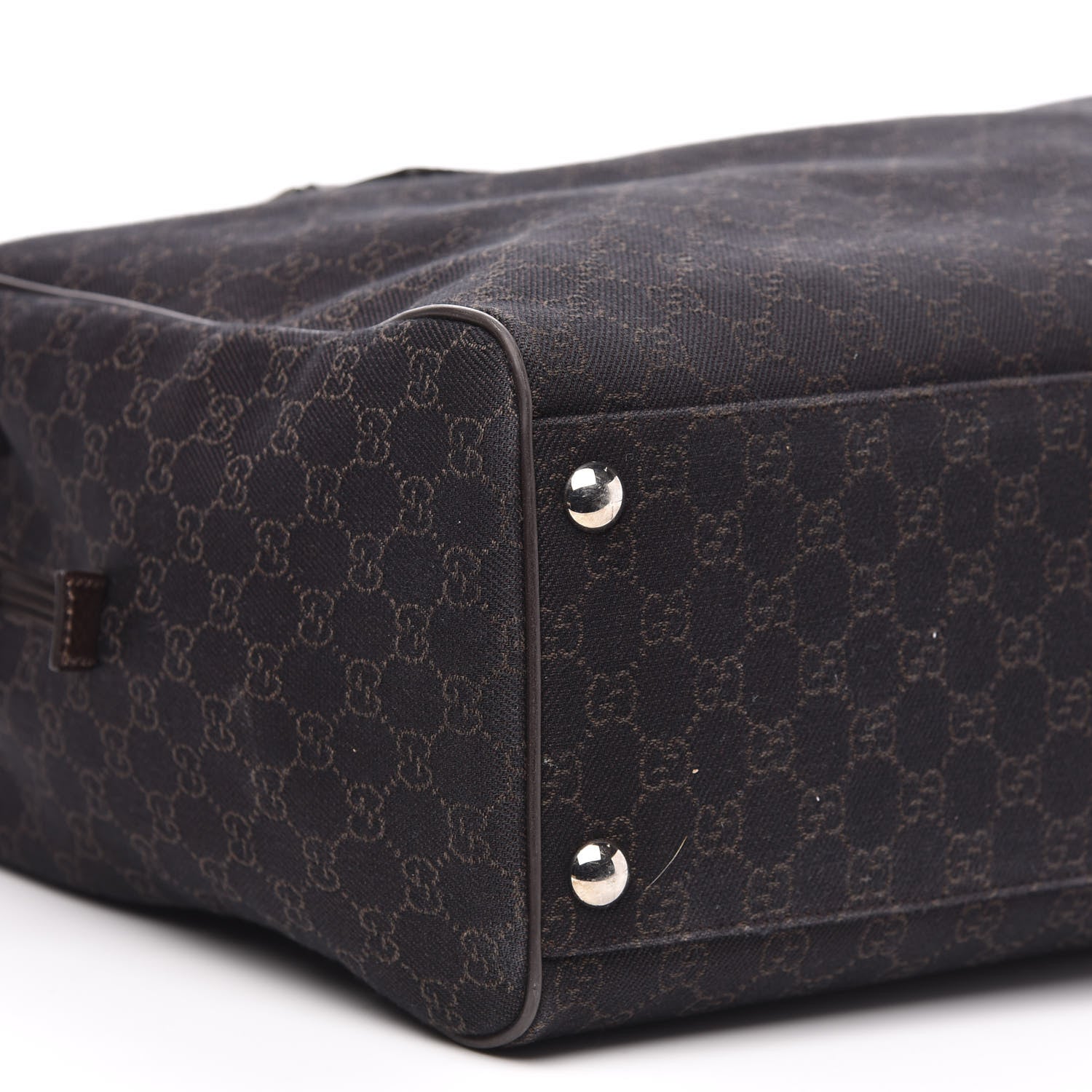 Gucci Denim Monogram Large Carry On Duffle Dark Brown 7 of 8