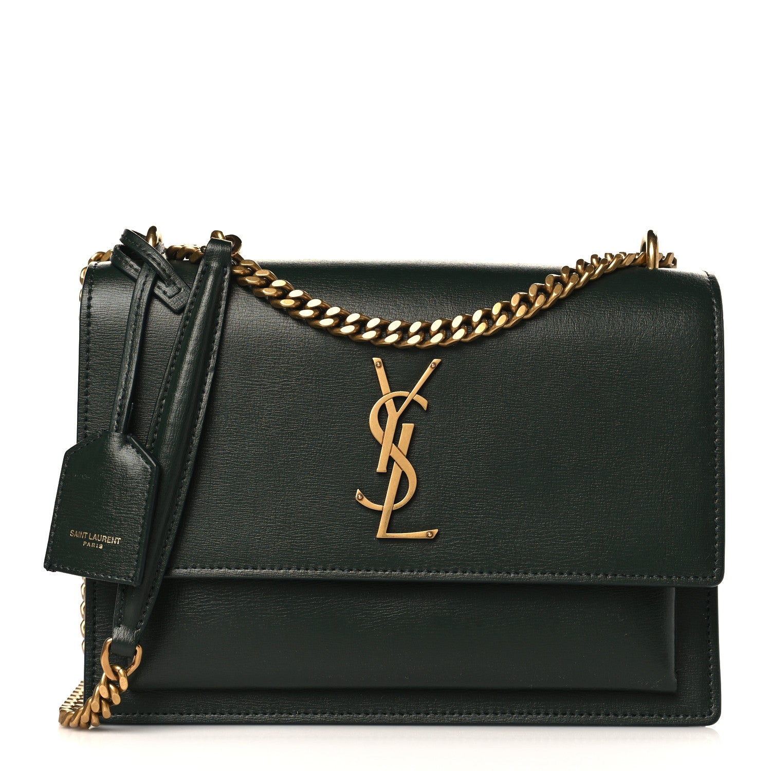 Saint Laurent Calfskin Medium Monogram Sunset Dark Green 1 of 9