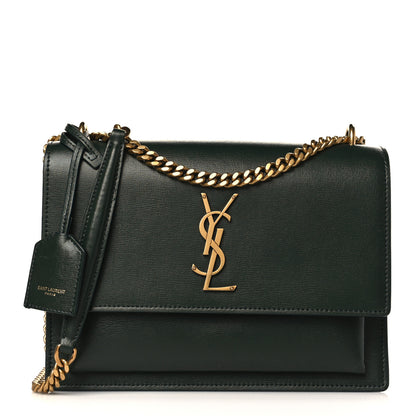 Saint Laurent Calfskin Medium Monogram Sunset Dark Green 1 of 9