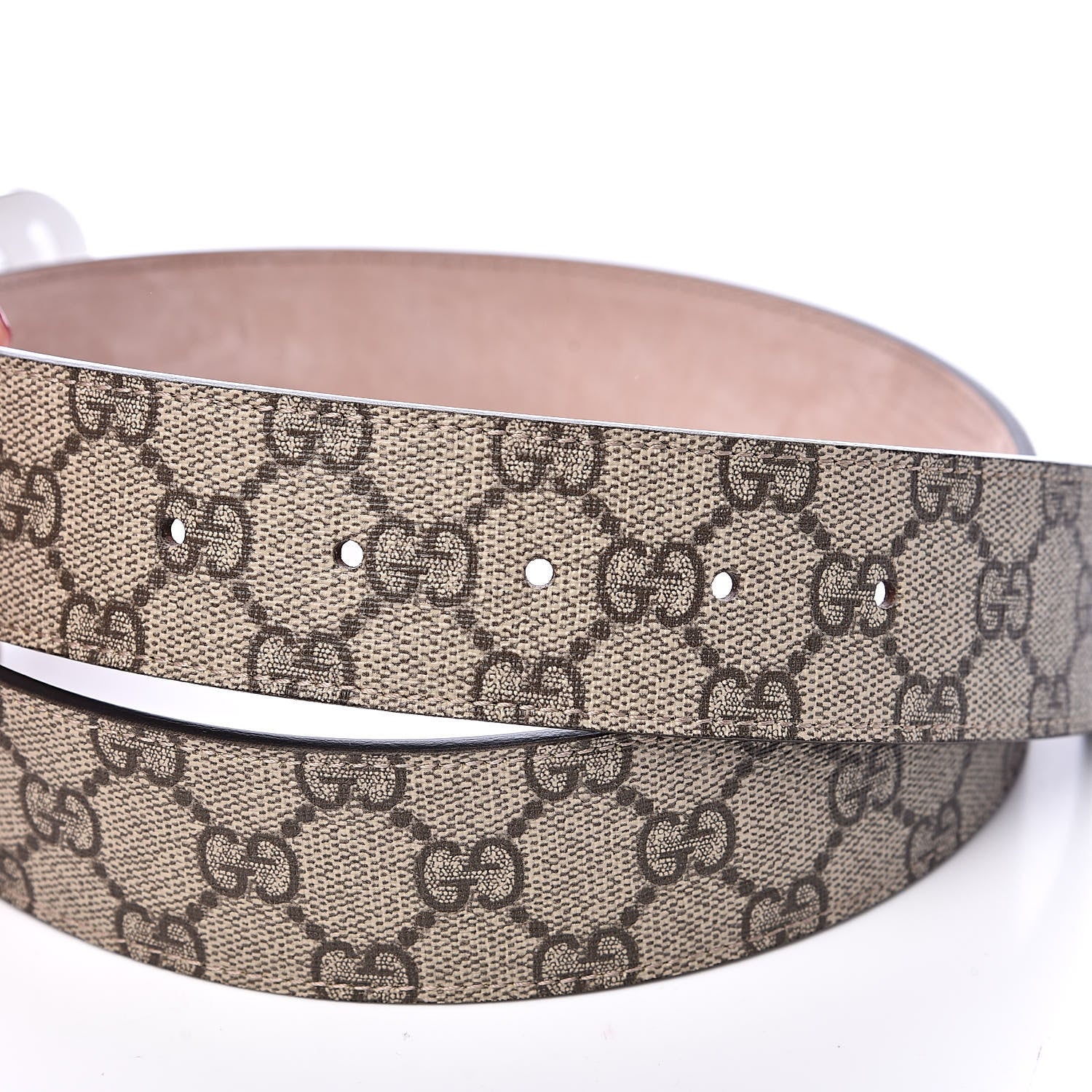 Gucci GG Supreme Monogram Selleria Calfskin Interlocking G 40mm Belt 80 32 Beige Ebony Cocoa 5 of 7