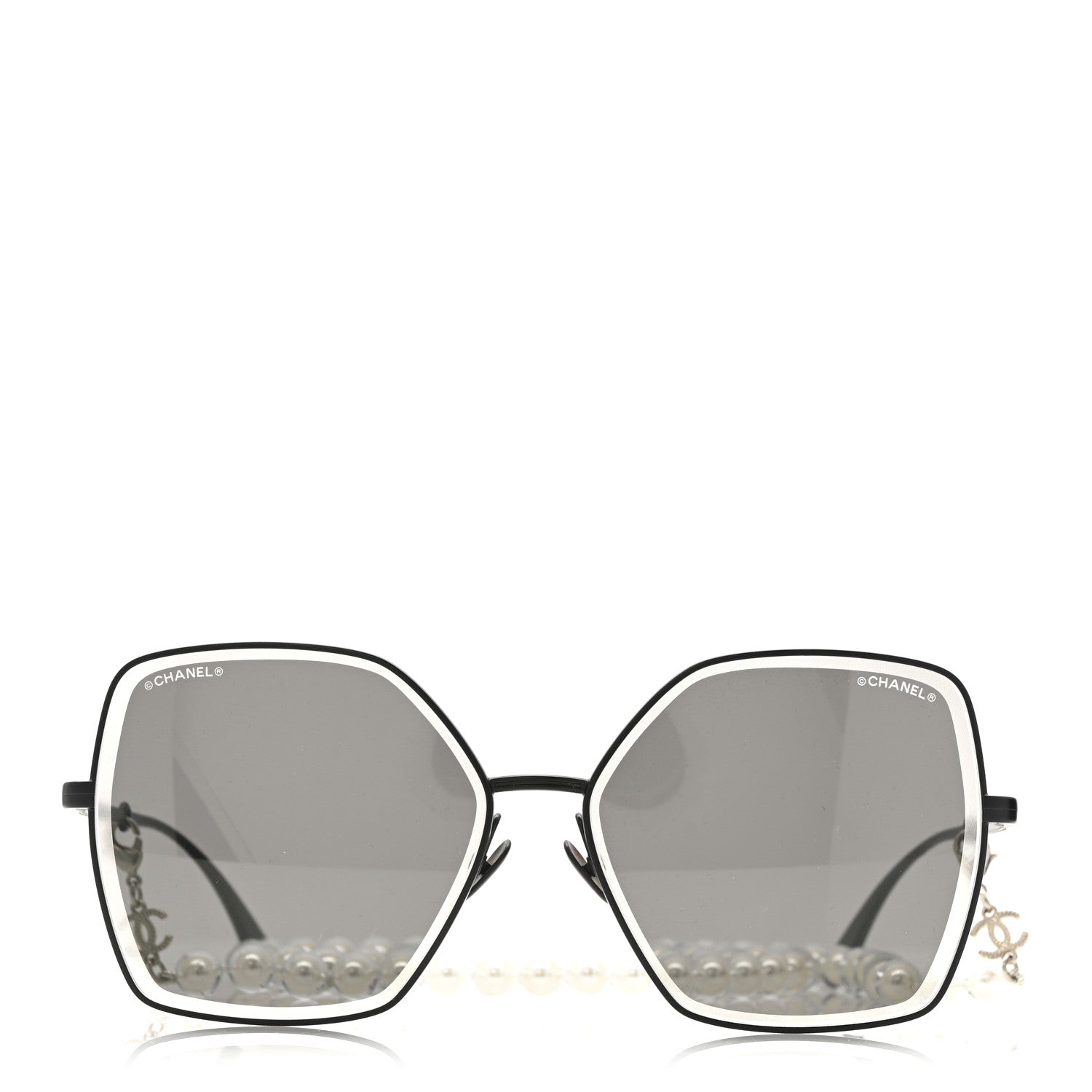 Chanel Metal Butterfly Removable Pearl Chain Sunglasses 4262 Black 2 of 8