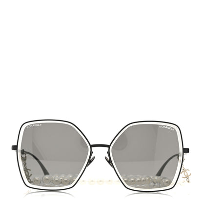 Chanel Metal Butterfly Removable Pearl Chain Sunglasses 4262 Black 2 of 8