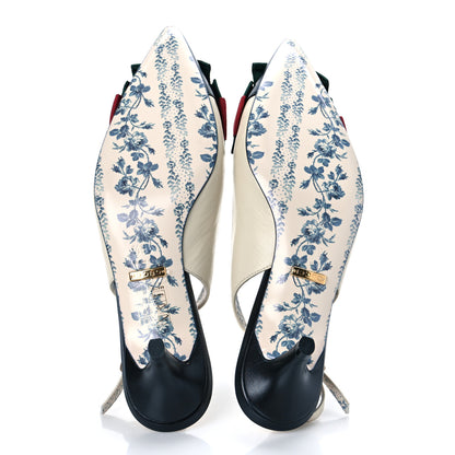 Gucci Malaga Kid Web Bow Jane Low Heel Slingback Pumps 35.5 Off White 7 of 9