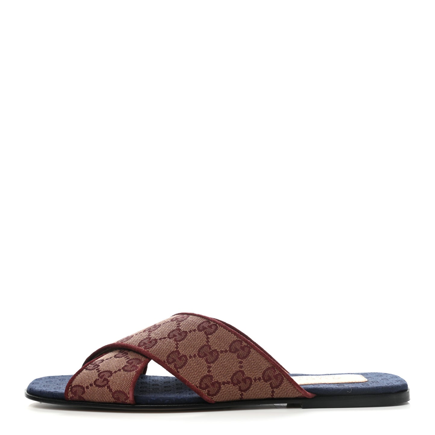 Canvas GG Monogram Mens Criss Cross Slide Sandals 8.5 Sahara Rubino Chardonnay