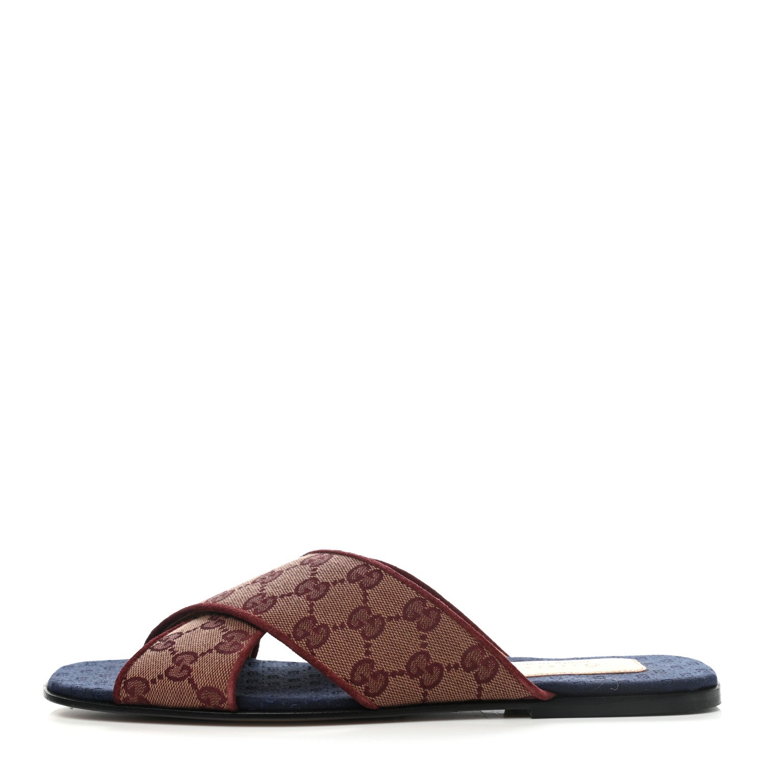 Gucci Canvas GG Monogram Mens Criss Cross Slide Sandals 8.5 Sahara Rubino Chardonnay 1 of 8