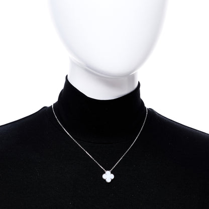 Van Cleef & Arpels 18k White Gold Chalcedony Vintage Alhambra Pendant Necklace 2 of 5