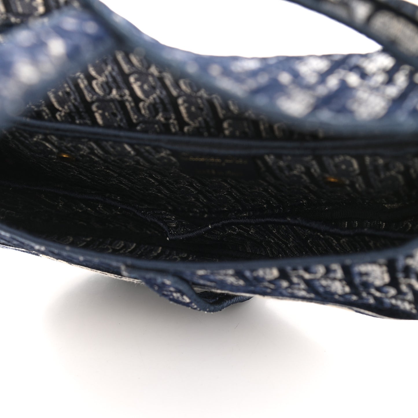 Oblique Embroidered Saddle Bag Blue