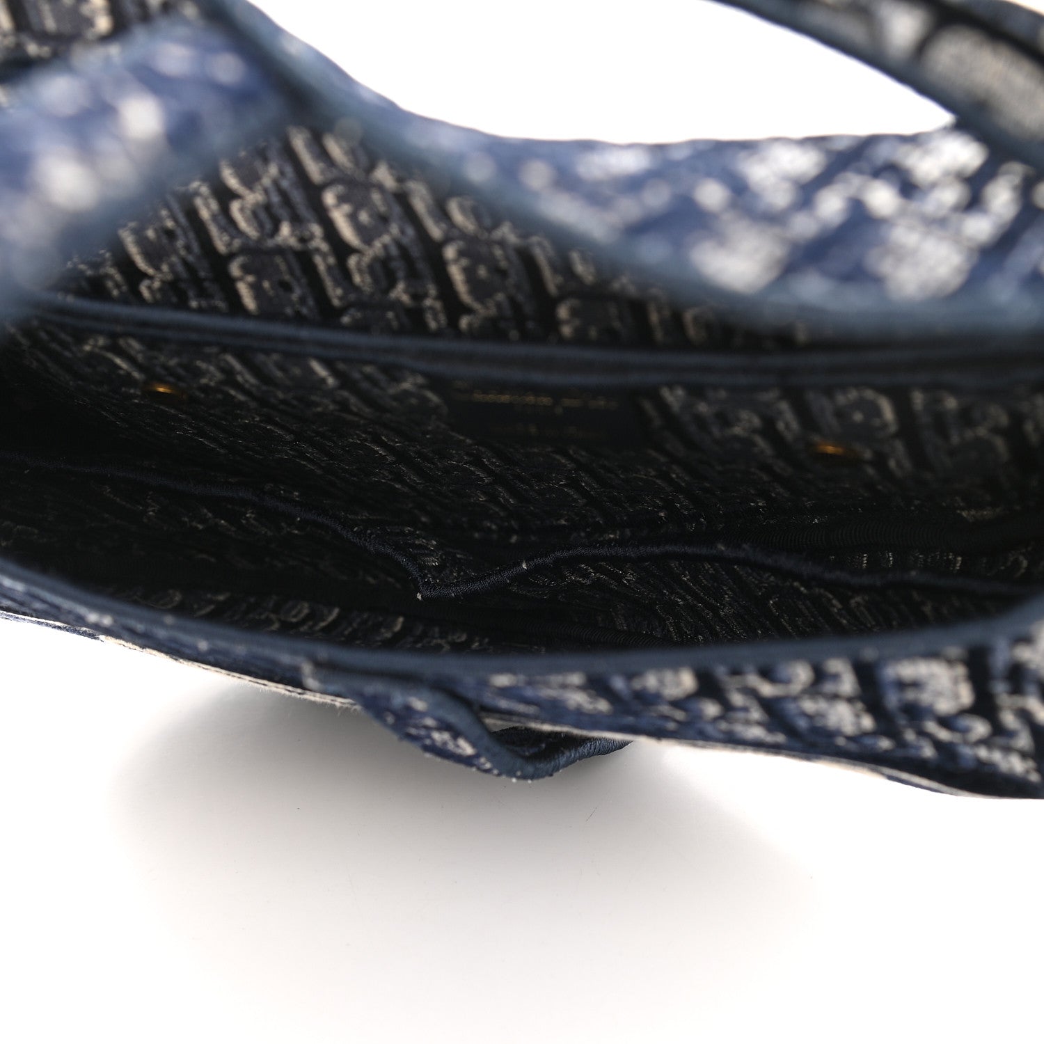 Christian Dior Oblique Embroidered Saddle Bag Blue 5 of 11