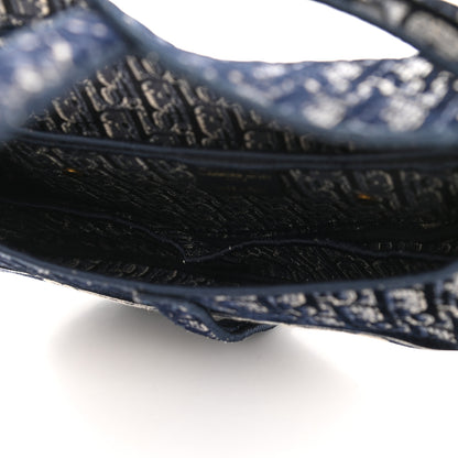 Christian Dior Oblique Embroidered Saddle Bag Blue 5 of 11