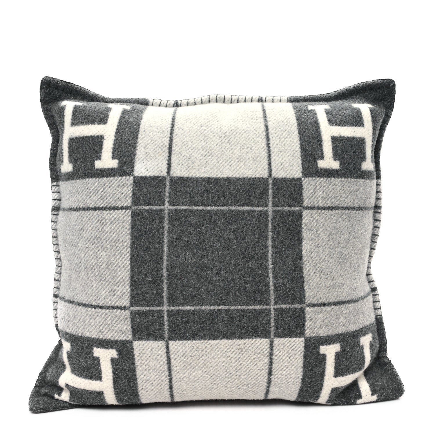 Hermes Wool Cashmere Avalon III Pillow PM Ecru Gris Clair 1 of 3