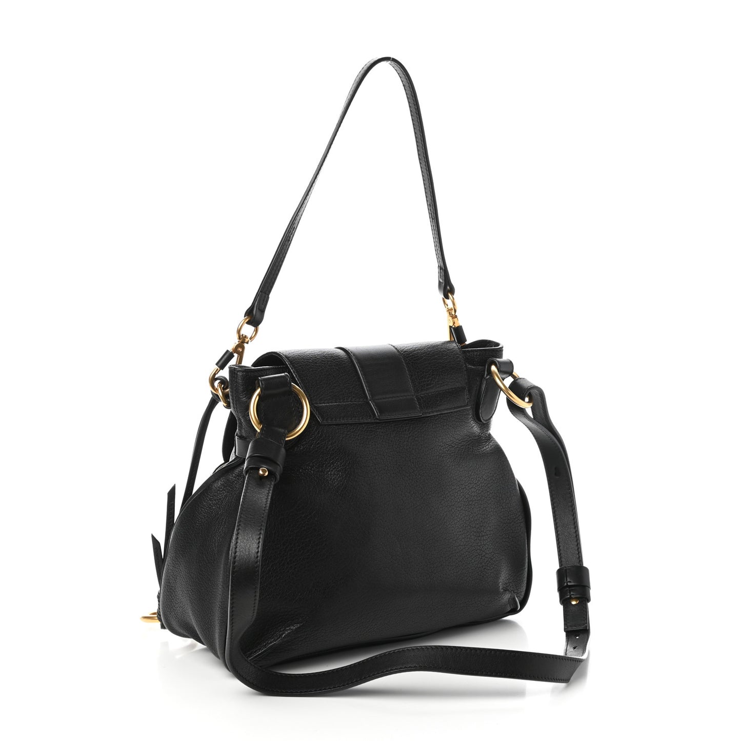 Grained Lambskin Calfskin Small Lexa Shoulder Bag Black
