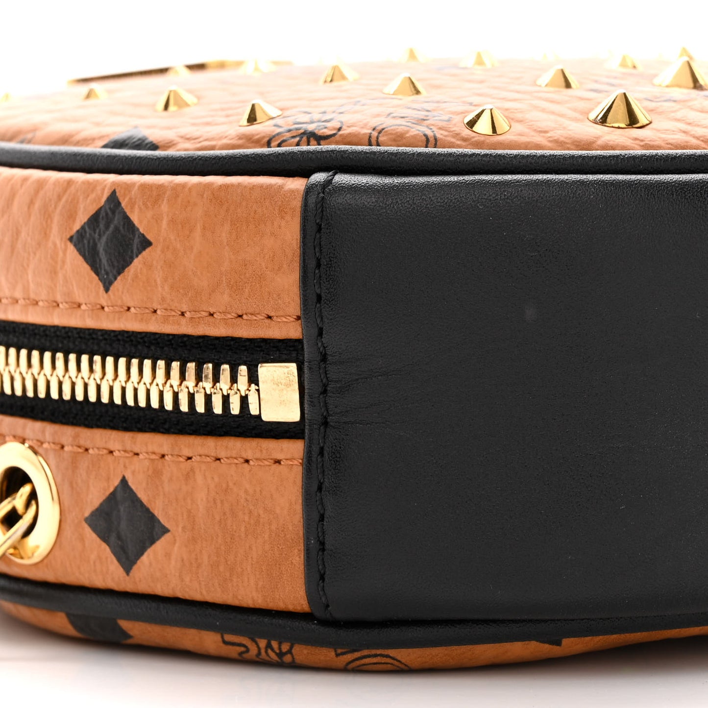 Visetos Studded Orkestra Round Crossbody Cognac
