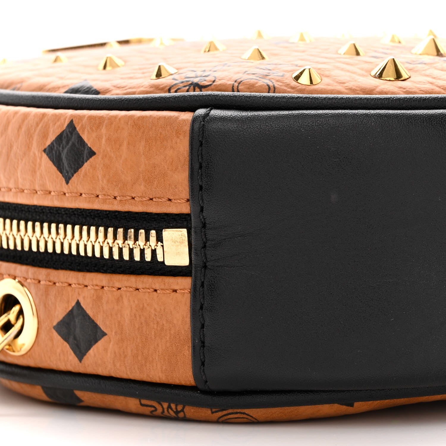 MCM Visetos Studded Orkestra Round Crossbody Cognac 9 of 10