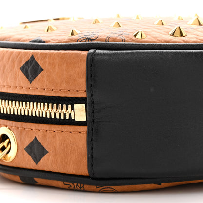 MCM Visetos Studded Orkestra Round Crossbody Cognac 9 of 10