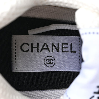 Chanel Fabric Laminated Calfskin Stretch CC Sneakers 39 White Gold Silver 6 of 7
