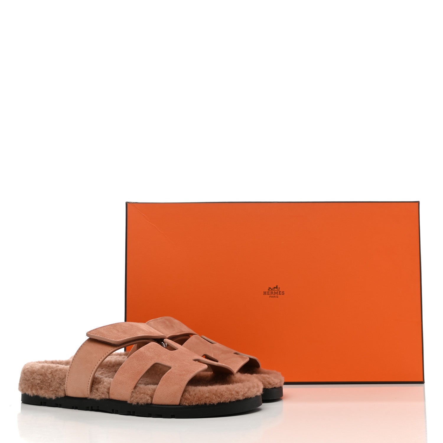 Hermes Suede Goatskin Woolskin Womens Chypre Sandals 38.5 Rose Aube 10 of 10