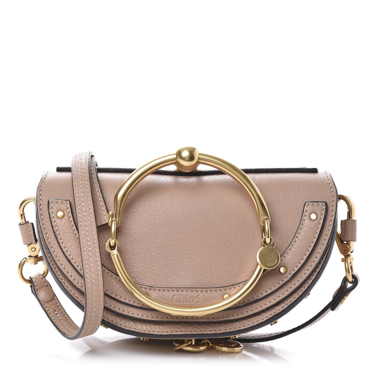 Calfskin Small Nile Bracelet Minaudiere Bag Biscotti Beige