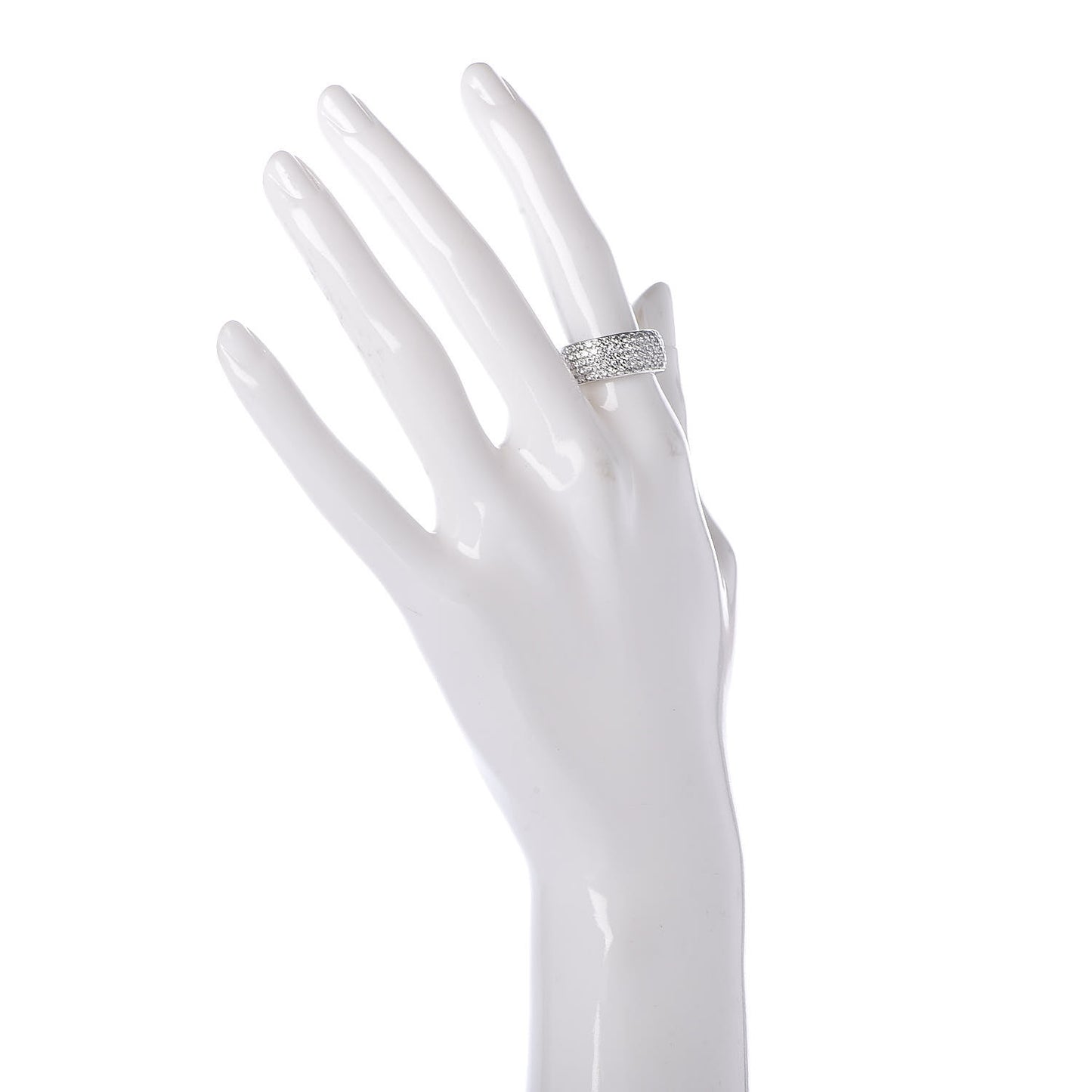 18K White Gold Diamond 5 Row Half Paved Band Ring 53 6.25