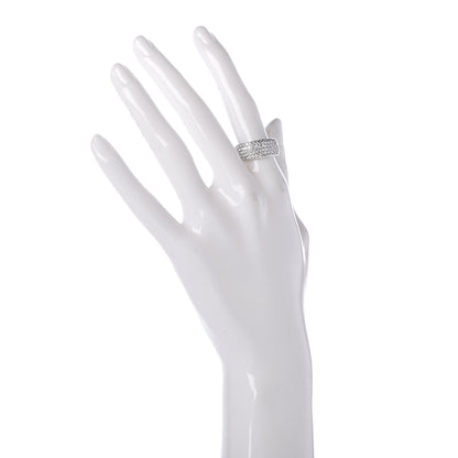 Cartier 18K White Gold Diamond 5 Row Half Paved Band Ring 53 6.25 2 of 5