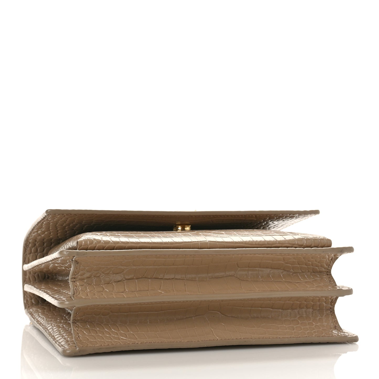 Calfskin Crocodile Embossed Medium Monogram Sunset Dark Beige