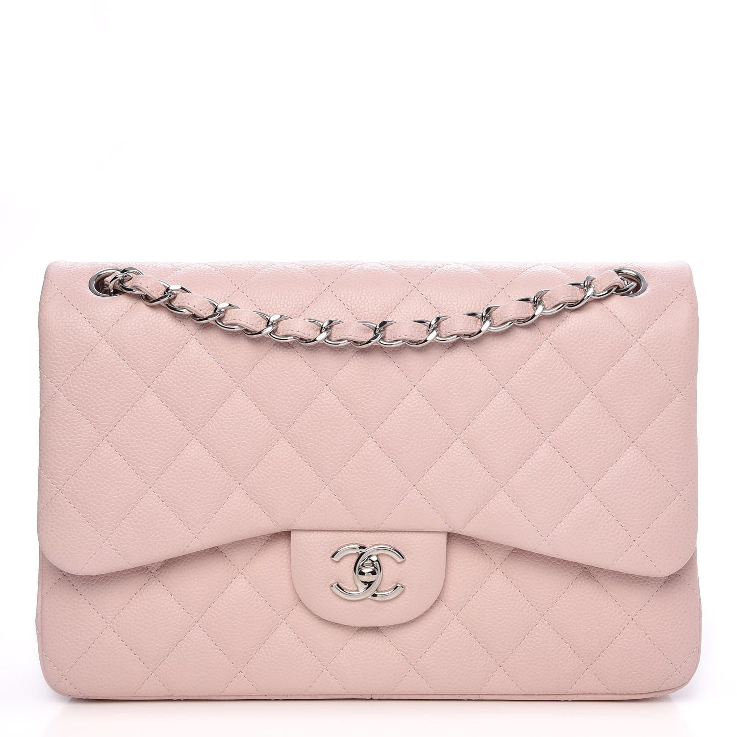 Caviar Quilted Jumbo Double Flap Light Pink