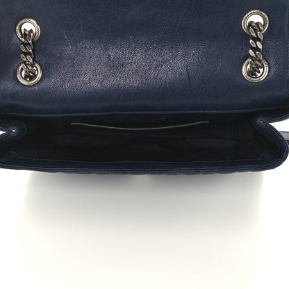 Saint Laurent Sheepskin Tri-Quilt Monogram Medium Soft Envelope Bag Deep Marine 4 of 10