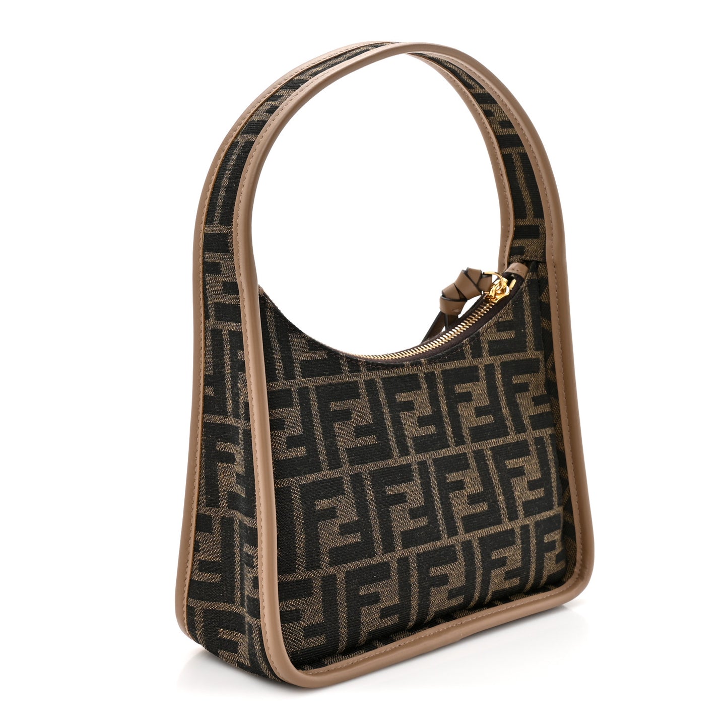 Fabric Jacquard Vitello Grace FF 1974 Mini Fendessence Shoulder Bag Tobacco Moro Ebano