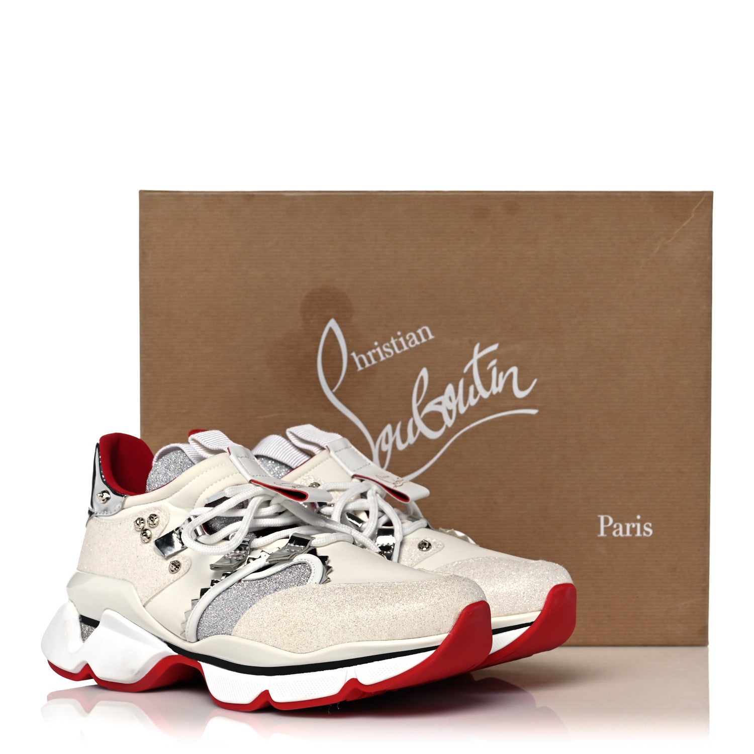 Christian Louboutin Calfskin Glitter Donna Red Runner Sneaker 36.5 White 9 of 9