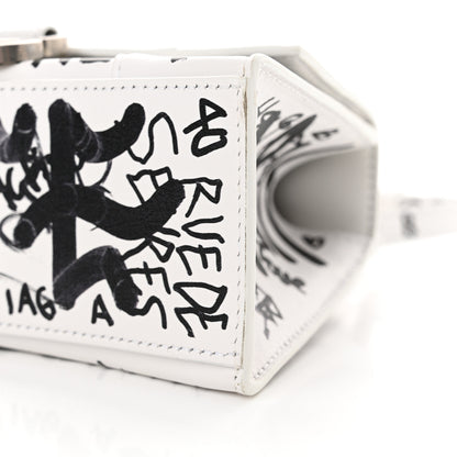 Balenciaga Smooth Calfskin Graffiti Hourglass Top Handle Bag XS White Black 10 of 14