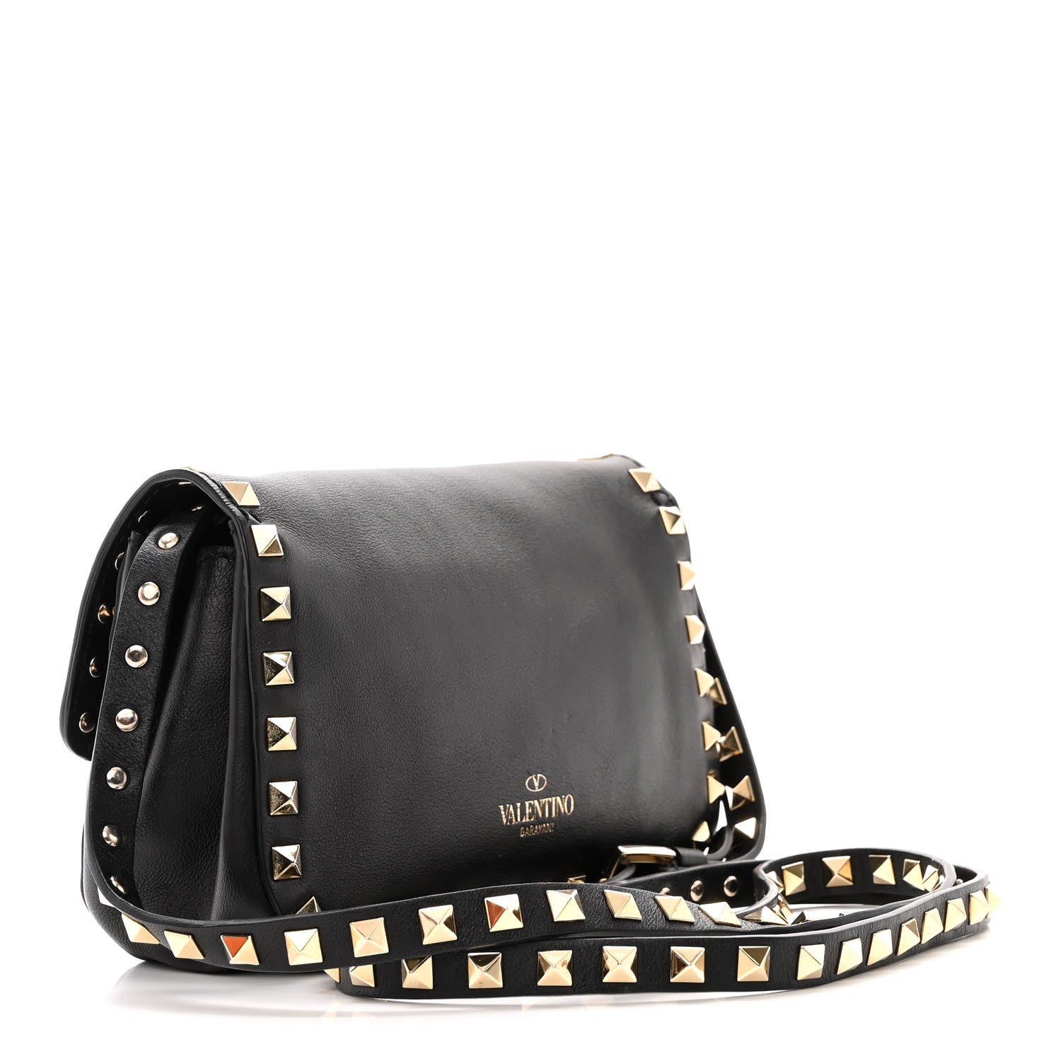 Valentino Garavani Vitello Mini Rockstud Flap Saddle Crossbody Bag Black 3 of 10