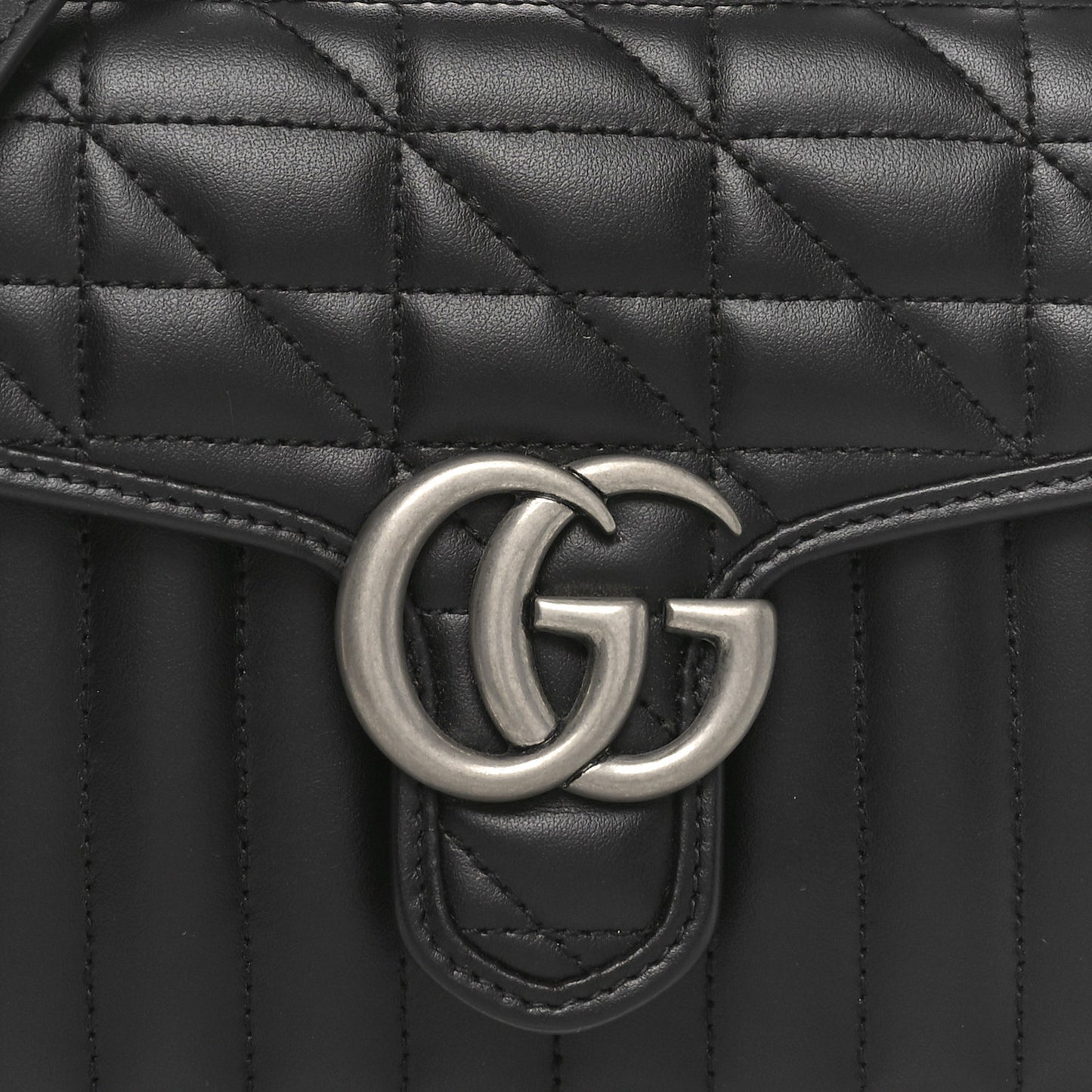 Calfskin Matelasse Aria Mini GG Marmont Top Handle Shoulder Bag Black