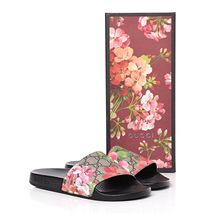 Gucci GG Supreme Monogram Blooms Slide Sandals 36 Beige Multicolor 9 of 9