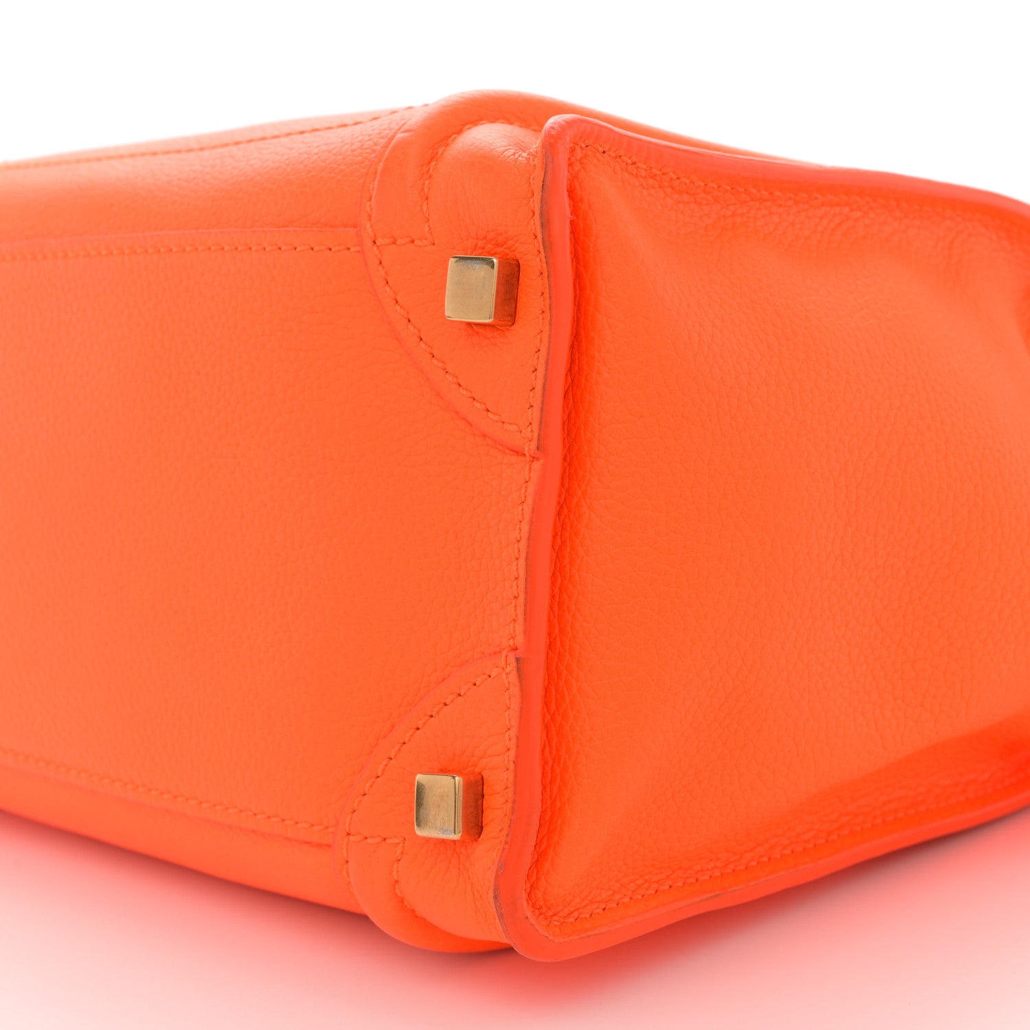 Celine Drummed Calfskin Micro Luggage Fluo Orange 10 of 13