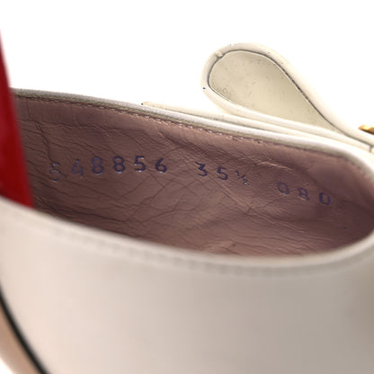 Gucci Calfskin Crystal GG Bow Sadie Spike Ankle Strap d'Orsay High Heel Pumps 35.5 White 10 of 14