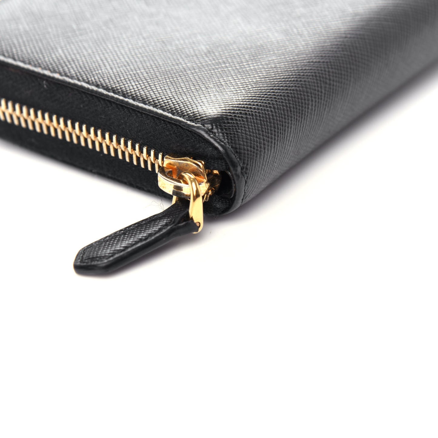 Saffiano Metal Zip Around Wallet Black