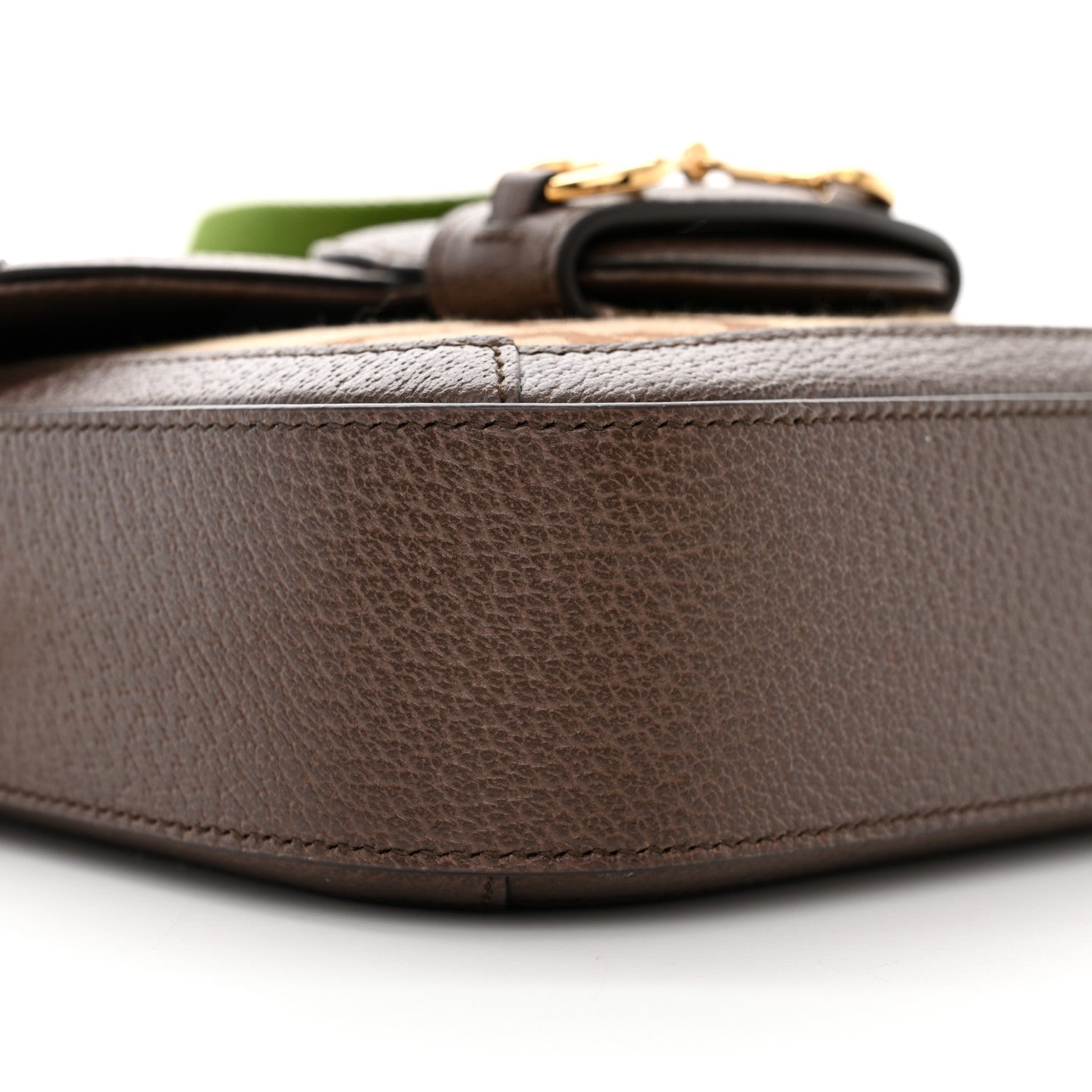 Gucci Monogram Jumbo GG Textured Dollar Calfskin Web Mini Horsebit 1955 Shoulder Bag Camel Ebony New Acero 10 of 11