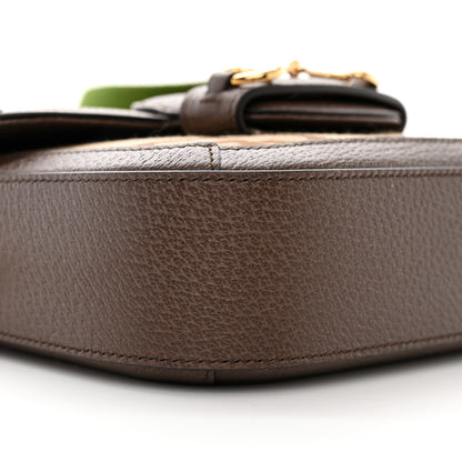 Gucci Monogram Jumbo GG Textured Dollar Calfskin Web Mini Horsebit 1955 Shoulder Bag Camel Ebony New Acero 10 of 11