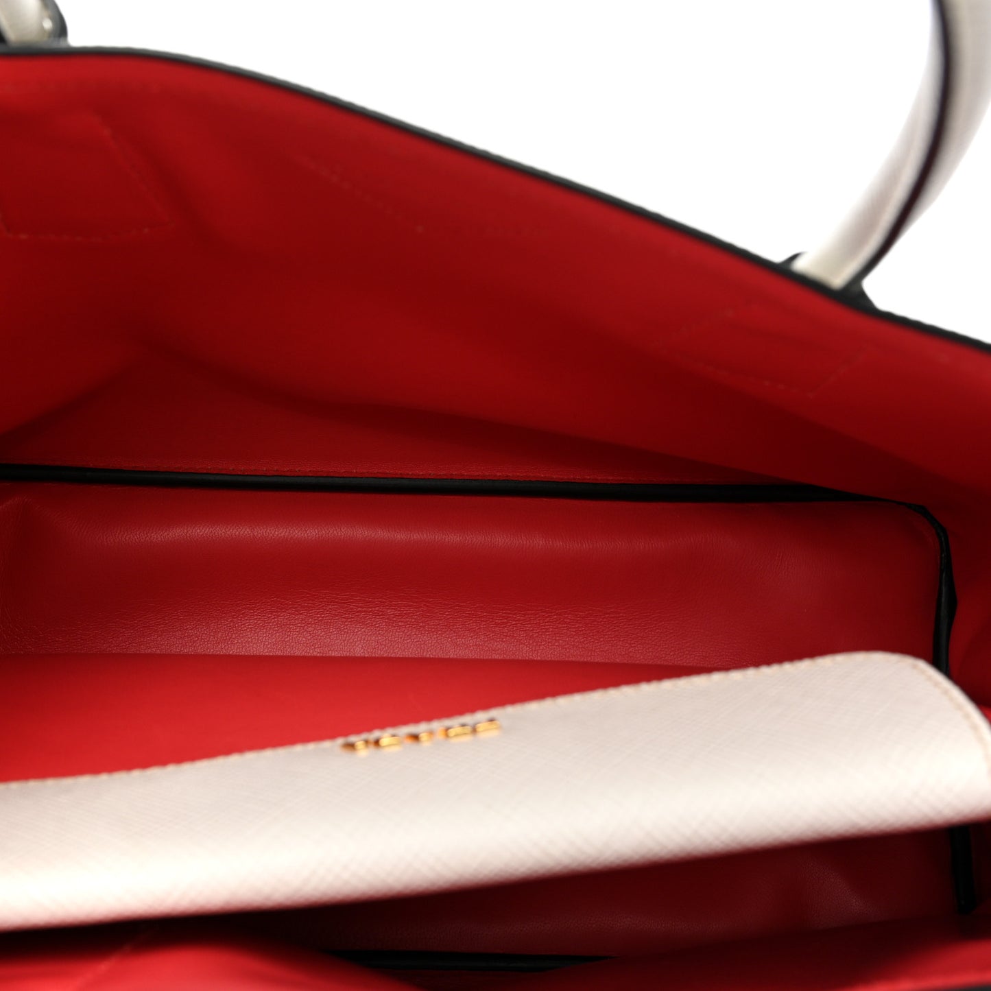 Saffiano Cuir Small Double Bag Talco Fuoco