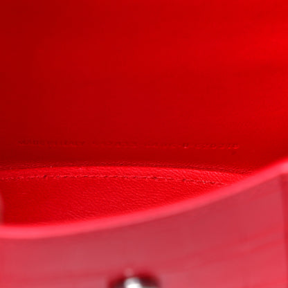 Balenciaga Shiny Calfskin Tonal B Crocodile Embossed Hourglass Top Handle Bag XS Bright Red 8 of 10