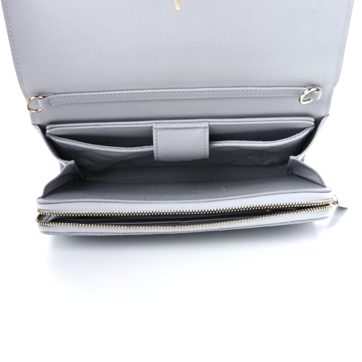Chanel Caviar Quilted Phone Holder Wallet on Removable Chain Grey 6 of 13