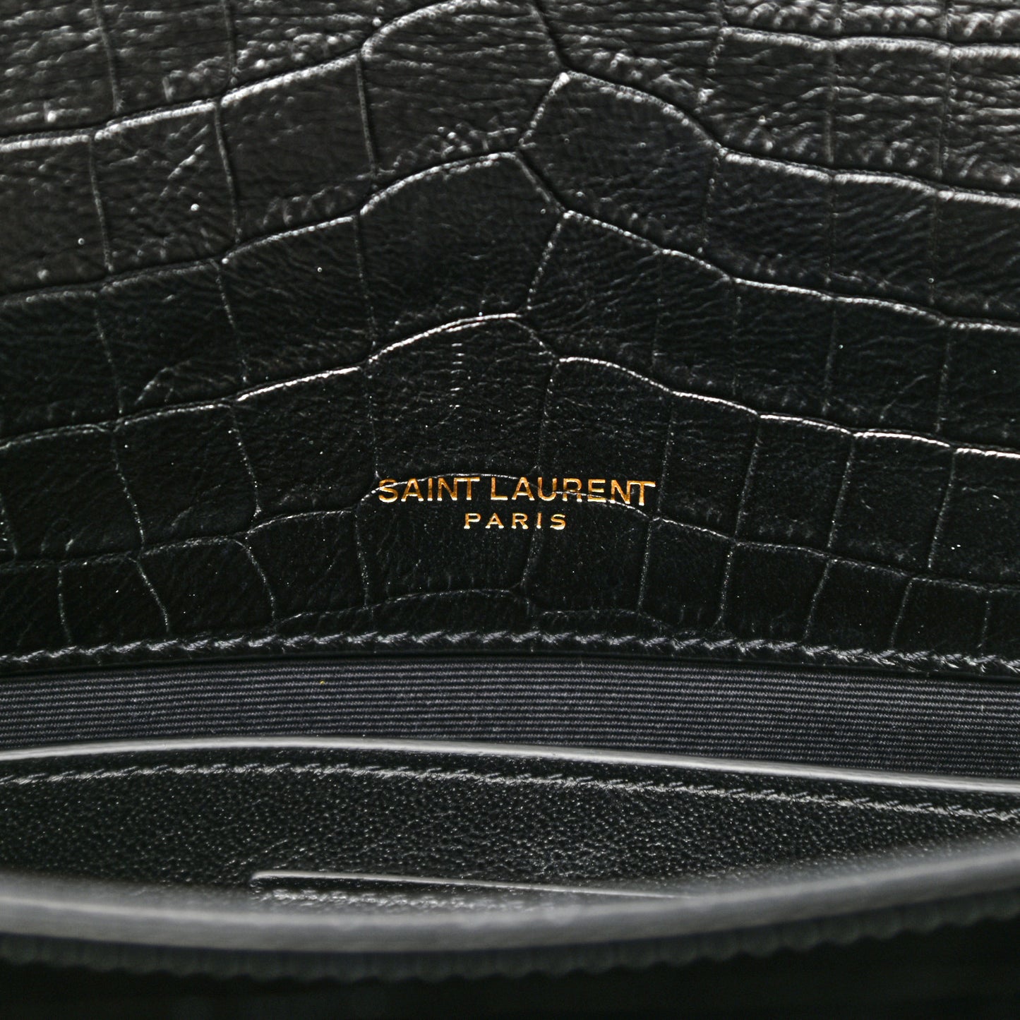 Calfskin Crocodile Embossed Monogram Medium Sunset Black