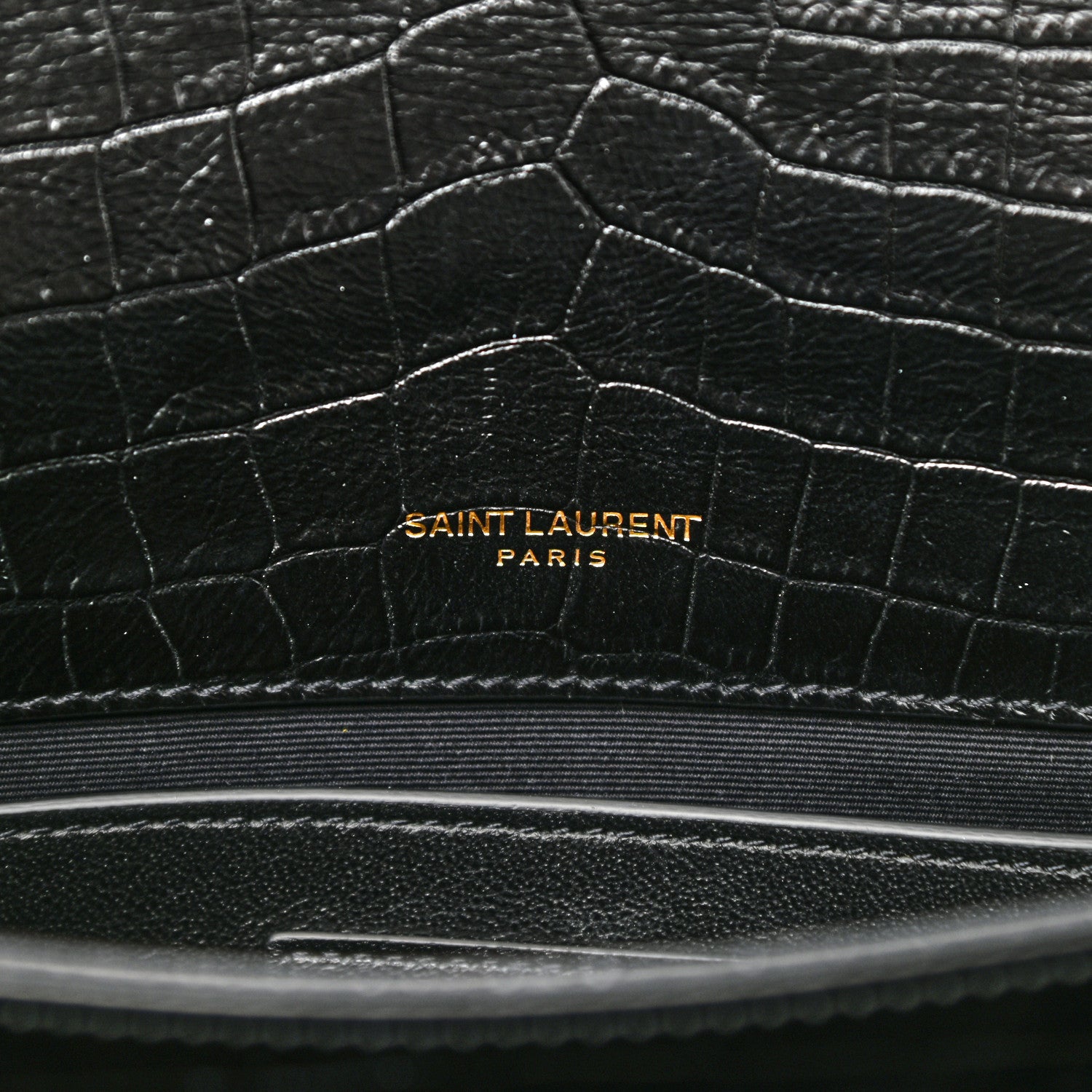 Saint Laurent Calfskin Crocodile Embossed Monogram Medium Sunset Black 6 of 10