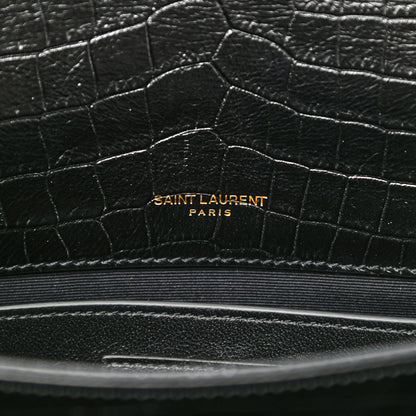 Saint Laurent Calfskin Crocodile Embossed Monogram Medium Sunset Black 6 of 10