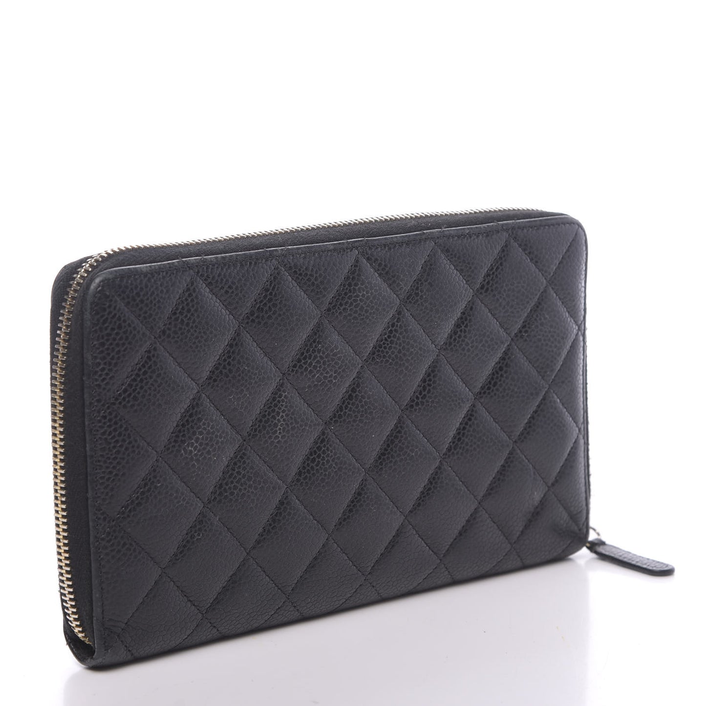 Caviar Quilted Large Zip Around Organizer Wallet Black