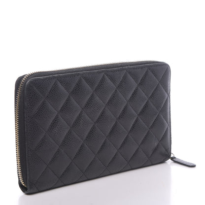 Chanel Caviar Quilted Large Zip Around Organizer Wallet Black 3 of 11