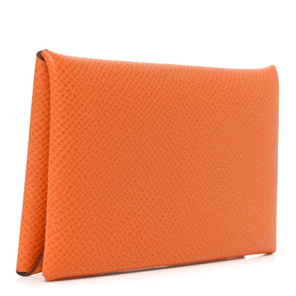 Hermes Epsom Verso Calvi Duo Card Case Orange Lime 3 of 7