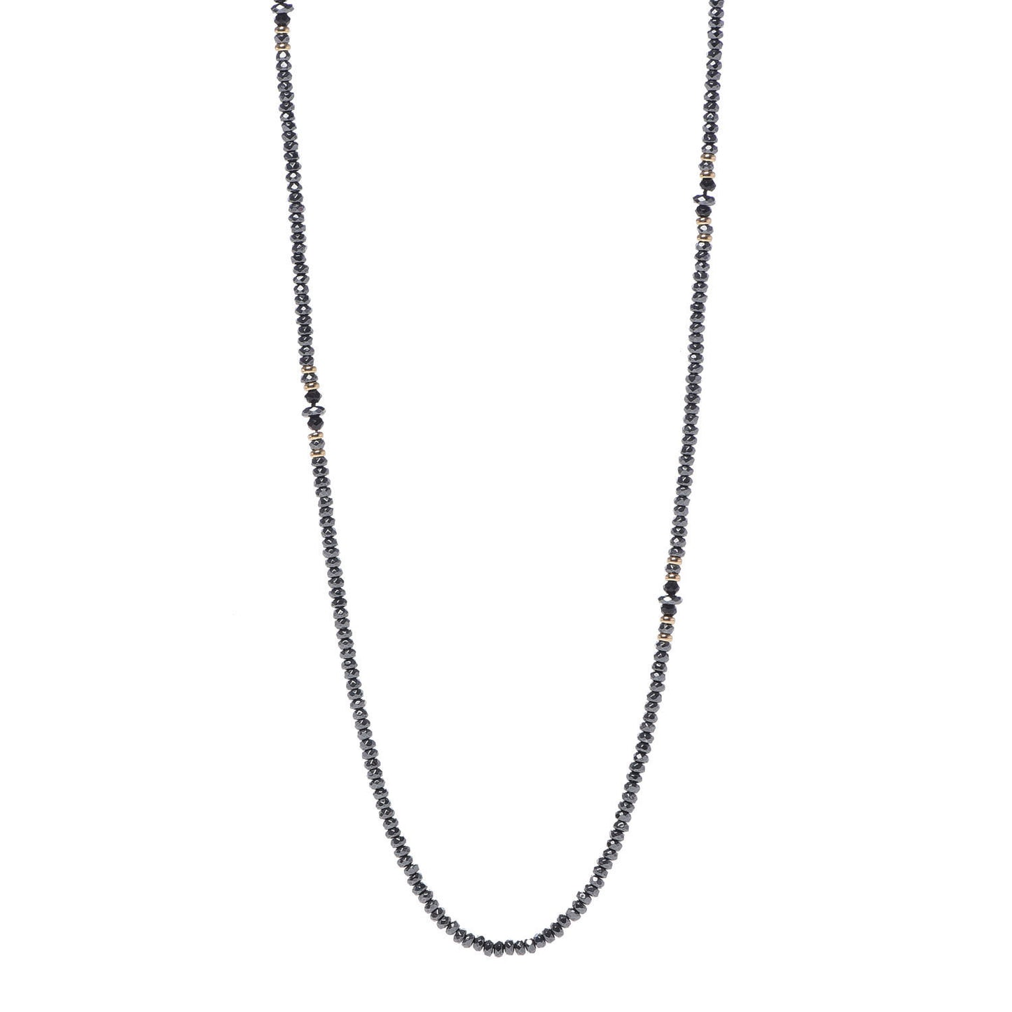18K Yellow Gold Hematine Black Onyx Cable Berries Tweejoux Necklace 36"