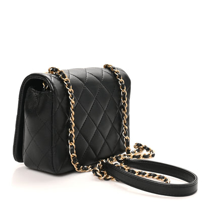Chanel Lambskin Quilted Crystal CC Mini Flap Black 2 of 9