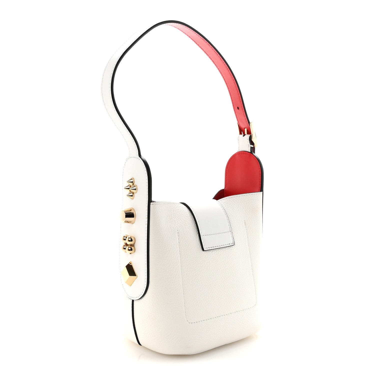 Christian Louboutin Grained Calfskin Mini Carasky Bucket Bag White 3 of 9